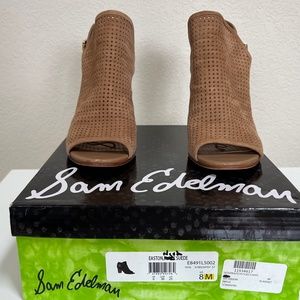 Sam Edelman Easton Perforated Open Toed Bootie (Camel) SZ 8